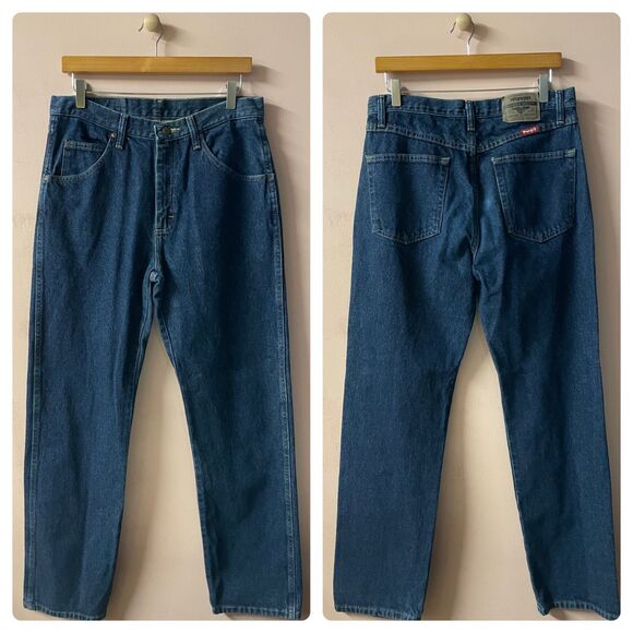 Vintage Wrangler Men’s Dark Wash Regular Fit Jeans Size 33 x 32 EUC - Picture 1 of 8